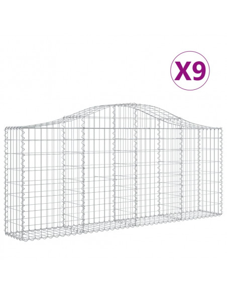 Cesti Gabbioni ad Arco 9 pz 200x30x80/100 cm Ferro Zincato