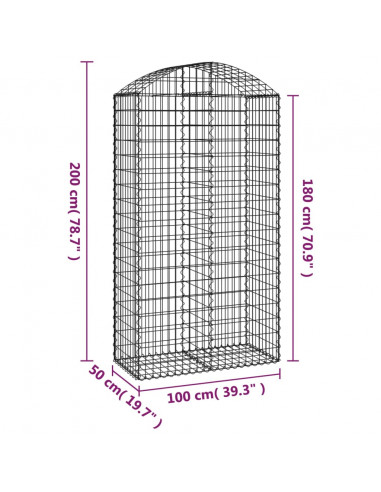 Cesto Gabbione ad Arco 100x50x180/200 cm Ferro Zincato