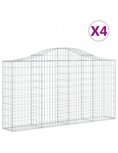 Cesti Gabbioni ad Arco 4 pz 200x30x100/120 cm Ferro Zincato