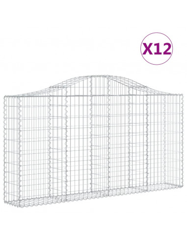 Cesti Gabbioni ad Arco 12 pz 200x30x100/120 cm Ferro Zincato