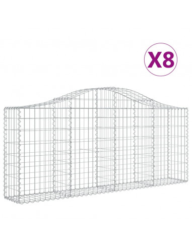 Cesti Gabbioni ad Arco 8 pz 200x30x80/100 cm Ferro Zincato