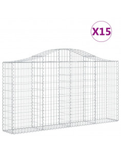 Cesti Gabbioni ad Arco 15 pz 200x30x100/120 cm Ferro Zincato 2