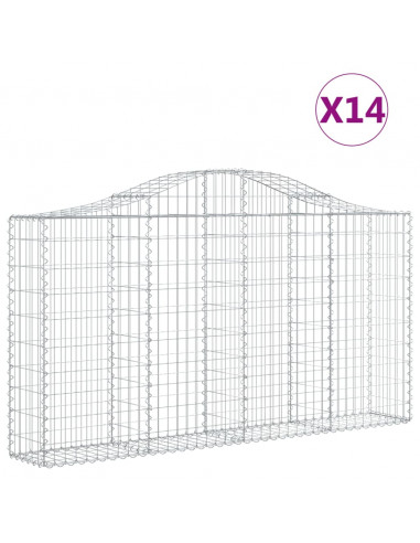 Cesti Gabbioni ad Arco 14 pz 200x30x100/120 cm Ferro Zincato