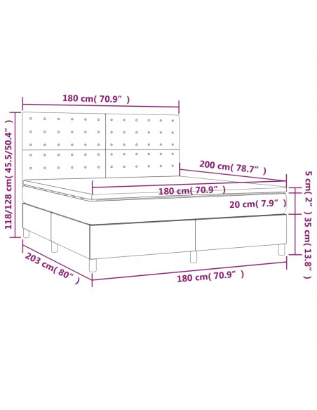 Giroletto a Molle con Materasso Tortora 180x200 cm in Tessuto