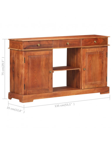 Credenza 135x35x75 cm in Legno Massello di Acacia