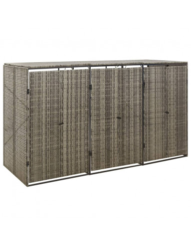 Copribidone Triplo Grigio 207x80x117 cm in Polyrattan