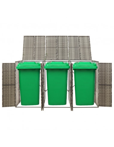 Copribidone Triplo Grigio 207x80x117 cm in Polyrattan