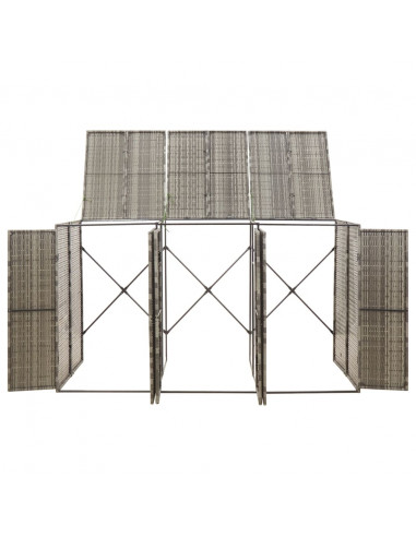 Copribidone Triplo Grigio 207x80x117 cm in Polyrattan