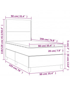 Giroletto a Molle con Materasso Tortora 90x190 cm in Tessuto 2