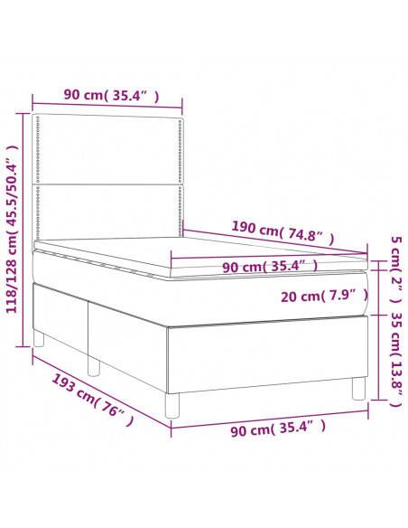 Giroletto a Molle con Materasso Tortora 90x190 cm in Tessuto
