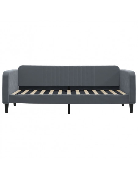 Divano Letto Estraibile Cassetti Grigio Scuro 100x200cm Velluto