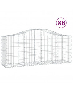 Cesti Gabbioni ad Arco 8 pz 200x50x80/100 cm Ferro Zincato 2