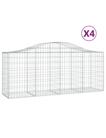 Cesti Gabbioni ad Arco 4 pz 200x50x80/100 cm Ferro Zincato