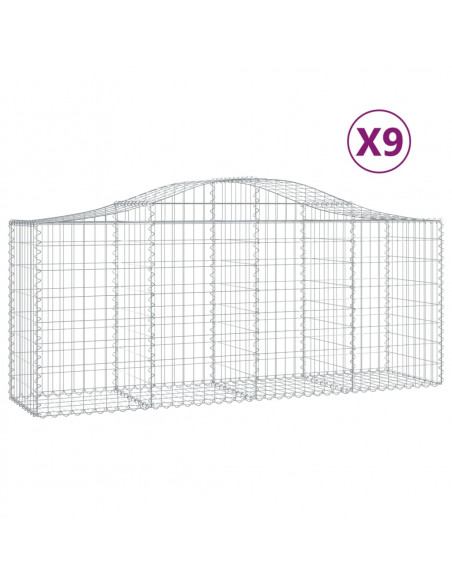 Cesti Gabbioni ad Arco 9 pz 200x50x80/100 cm Ferro Zincato
