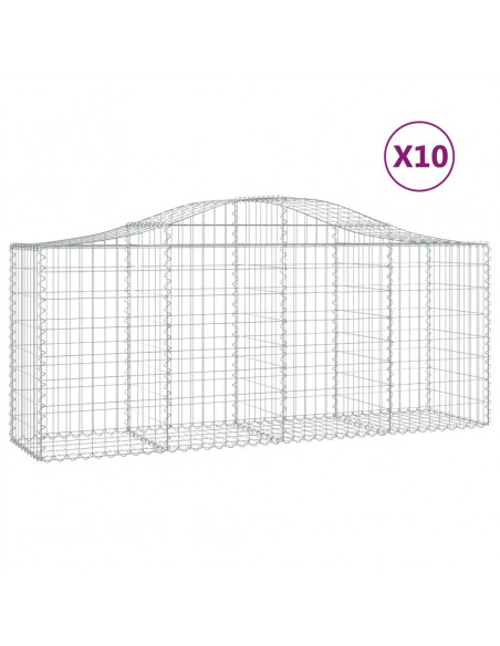 Cesti Gabbioni ad Arco 10 pz 200x50x80/100 cm Ferro Zincato
