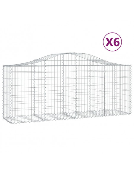 Cesti Gabbioni ad Arco 6 pz 200x50x80/100 cm Ferro Zincato