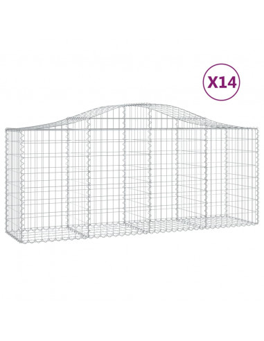 Cesti Gabbioni ad Arco 14 pz 200x50x80/100 cm Ferro Zincato
