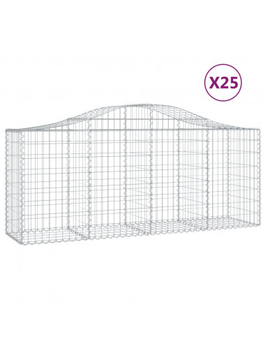 Cesti Gabbioni ad Arco 25 pz 200x50x80/100 cm Ferro Zincato