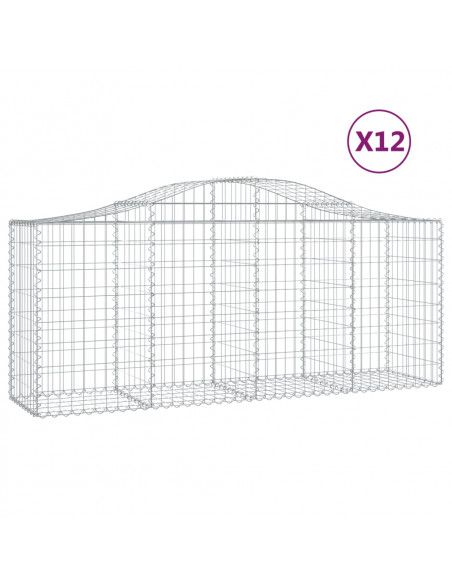 Cesti Gabbioni ad Arco 12 pz 200x50x80/100 cm Ferro Zincato