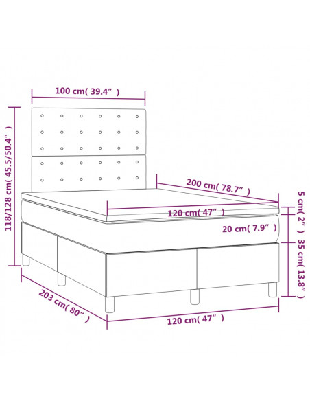 Giroletto a Molle con Materasso Verde Scuro 120x200 cm Velluto