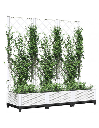 Fioriera da Giardino con Graticcio Bianco 120x40x121,5 cm PP