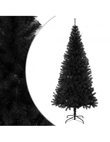 Albero di Natale Artificiale Sottile con Base Nero 210 cm PVC
