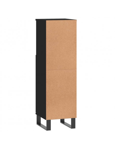 Armadietto da Bagno Nero 30x30x100 cm in Legno Multistrato