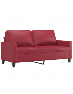 Divano a 2 Posti Rosso Vino 140 cm in Similpelle 2