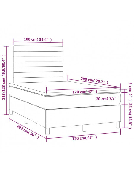 Giroletto a Molle con Materasso Verde Scuro 120x200 cm Velluto