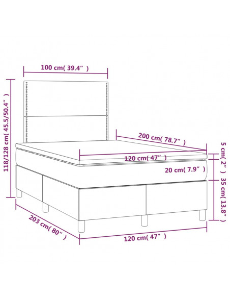 Giroletto a Molle con Materasso Verde Scuro 120x200 cm Velluto