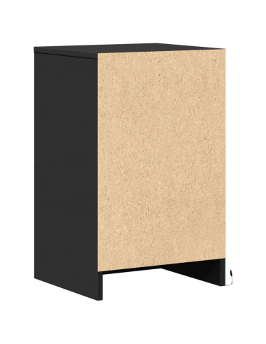 Comodino con Luci LED Nero in Legno Multistrato