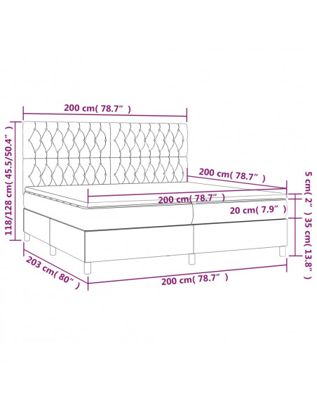 Giroletto a Molle con Materasso Verde Scuro 200x200 cm Velluto