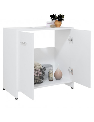 Armadio da Bagno Bianco 60x33x61 cm in Legno Multistrato