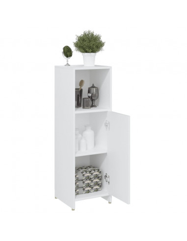Armadio da Bagno Bianco 30x30x95 cm in Legno Multistrato