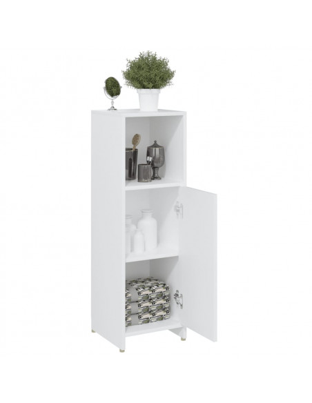 Armadio da Bagno Bianco 30x30x95 cm in Legno Multistrato