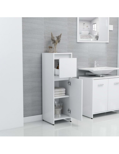 Armadio da Bagno Bianco 30x30x95 cm in Legno Multistrato