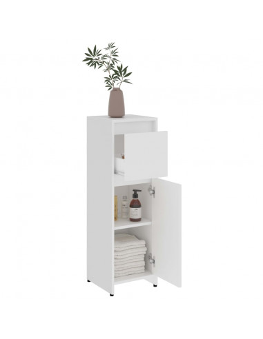 Armadio da Bagno Bianco 30x30x95 cm in Legno Multistrato