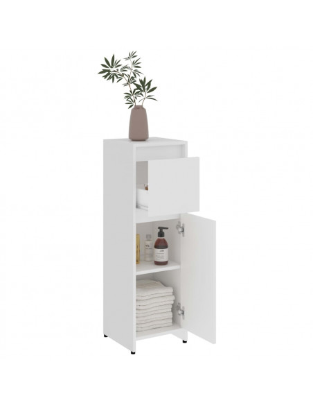 Armadio da Bagno Bianco 30x30x95 cm in Legno Multistrato