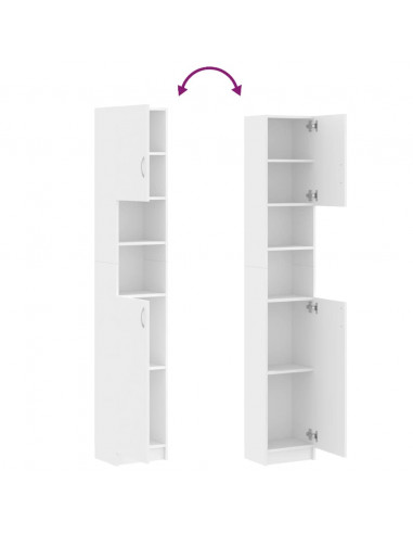 Armadio da Bagno Bianco 32x25,5x190 cm in Legno Multistrato