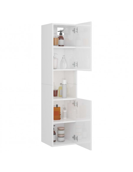 Armadietto Bagno Bianco Lucido 30x30x130cm in Legno Multistrato