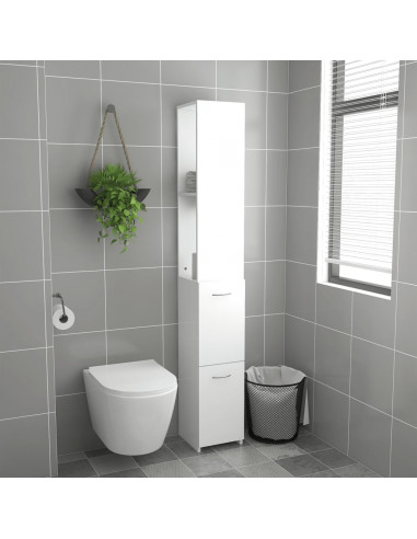 Armadietto da Bagno Bianco 25x26,5x170 cm in Legno Multistrato