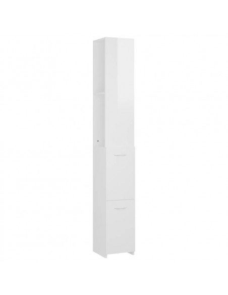 Armadietto Bagno Bianco Lucido 25x26,5x170 cm Legno Multistrato