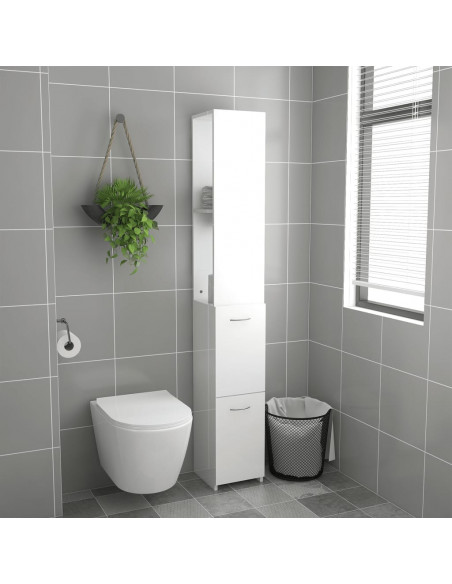 Armadietto Bagno Bianco Lucido 25x26,5x170 cm Legno Multistrato