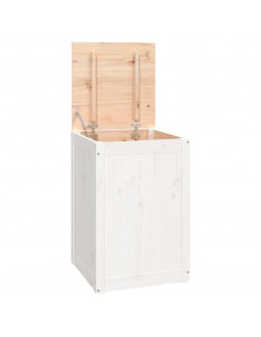 Contenitore per Bucato Bianco 44x44x66 cm Legno Massello Pino 2