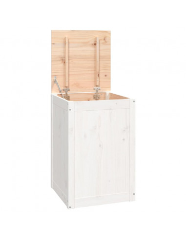 Contenitore per Bucato Bianco 44x44x66 cm Legno Massello Pino
