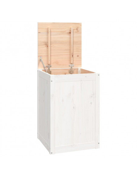 Contenitore per Bucato Bianco 44x44x66 cm Legno Massello Pino