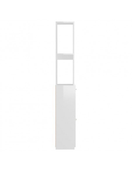 Armadietto Bagno Bianco Lucido 25x26,5x170 cm Legno Multistrato