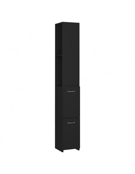 Armadietto da Bagno Nero 25x26,5x170 cm in Legno Multistrato