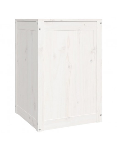 Contenitore per Bucato Bianco 44x44x66 cm Legno Massello Pino