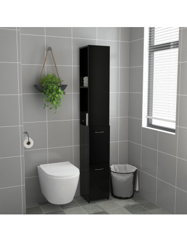 Armadietto da Bagno Nero 25x26,5x170 cm in Legno Multistrato